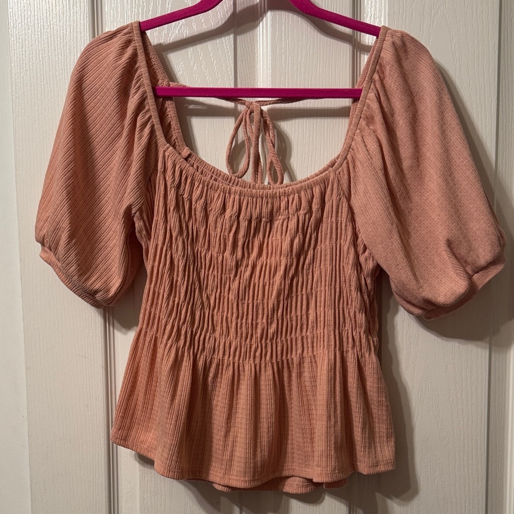 Peach Smocked Women's Top